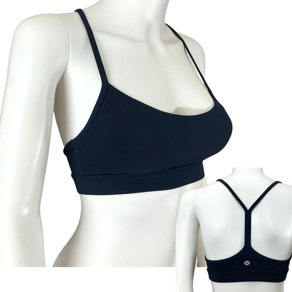 Lululemon Flow Y Bra Women Size 6 Nulu W2CRHS Light Support, A–C Cups Black